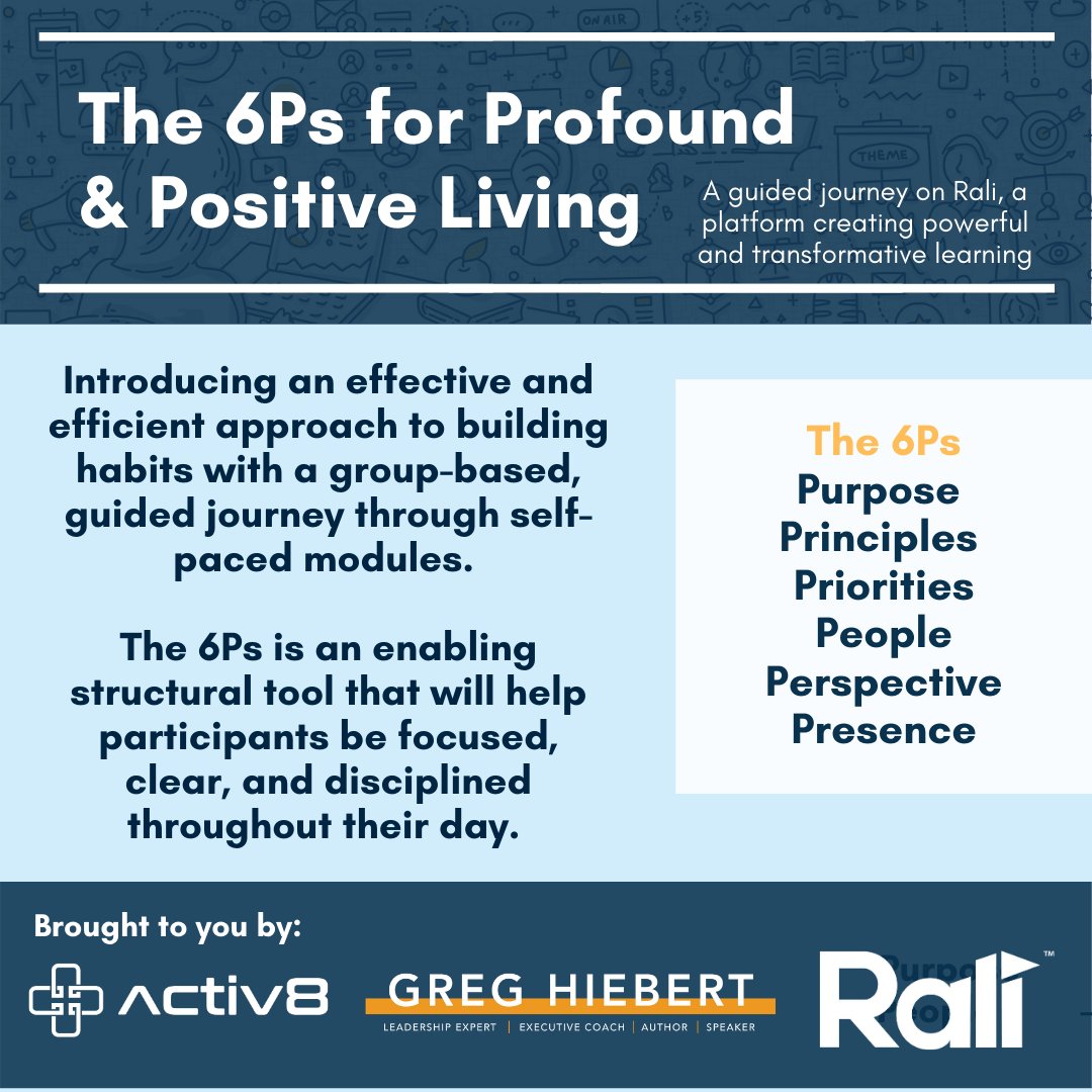 GregHiebert's tweet photo. I'm so excited to share this new learning opportunity I have developed in collaboration with Vizient Southern States and Rali. The 6Ps are a daily tool that I use to help build long-lasting habits that can lead to a more profound and positive life. https://t.co/AQOMoZGOJ4