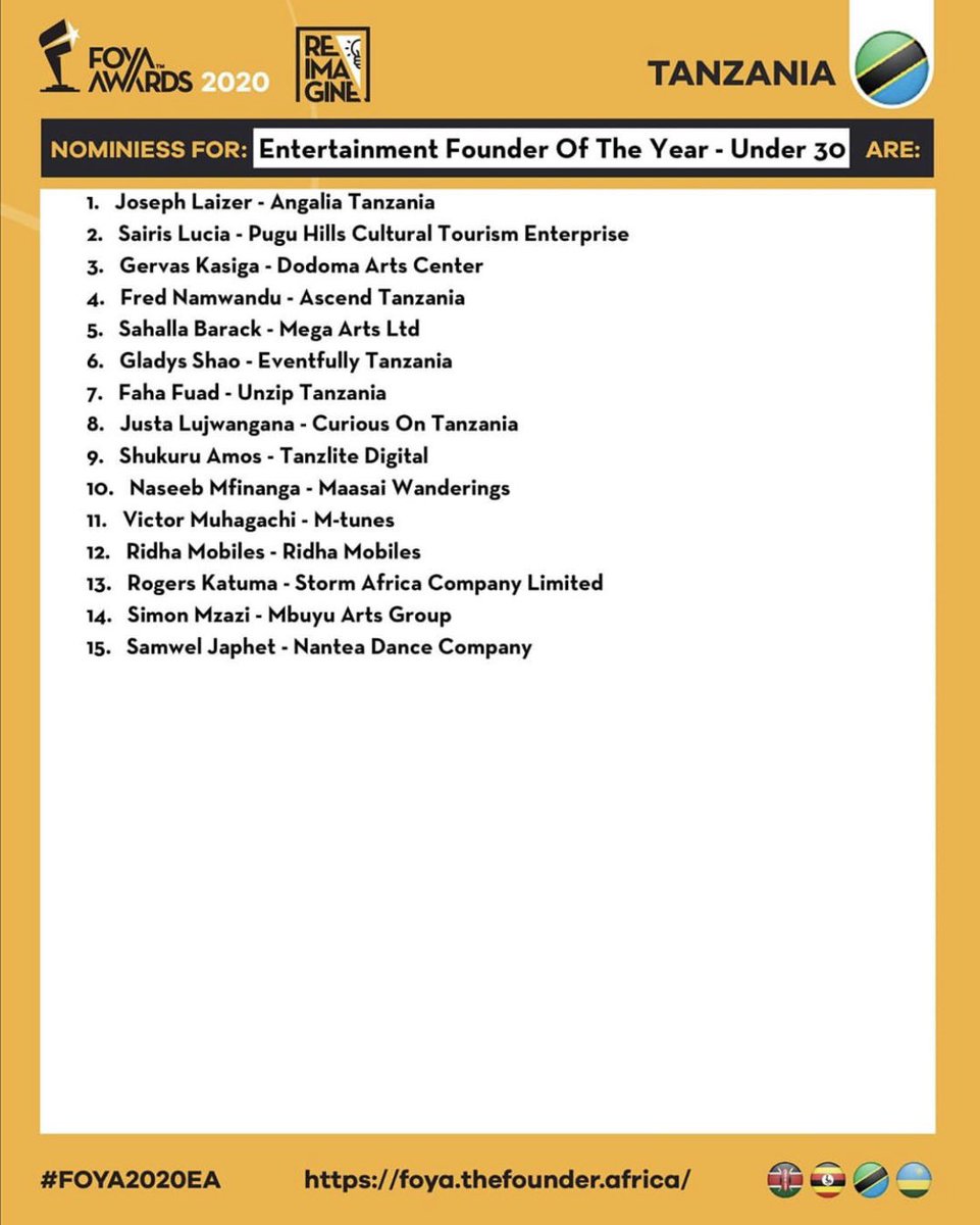 mtunes_tz's tweet photo. Vote for our Founder @victorthetravlr nominated Entertainment Entrepreneur Of The Year under 30!
@FoyaGlobal #Founder #MTunes
Don’t forget to download M-Tunes https://t.co/fgJztyNscS