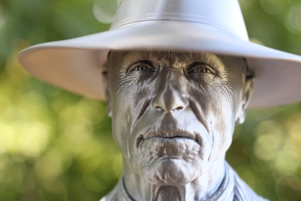 Raise3D's tweet photo. Wow! The Man in Black from Westworld played by Ed Harris. Amazing #3Dprint by @3DPBeginner done in 3 prints and taking over 70 hours to complete!

Printed on the E2 with silk PLA and using ideaMaker slicing software. Thanks for sharing! https://t.co/3TMSp0trhb