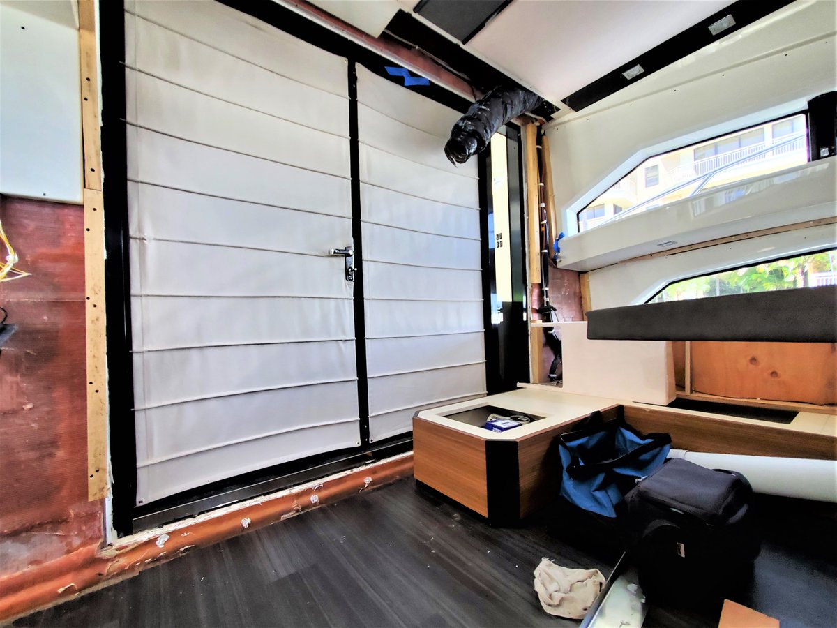 bluewatercanvas's tweet photo. Beautiful project (Before and after pics) 👌 We recovered 3 back panels in salon to match existing other black panels for a 50' Marquis. We are extremely happy with the results, we gave the interior of this boat a new look and we take pride in that. https://t.co/LL0OgC2ckL
