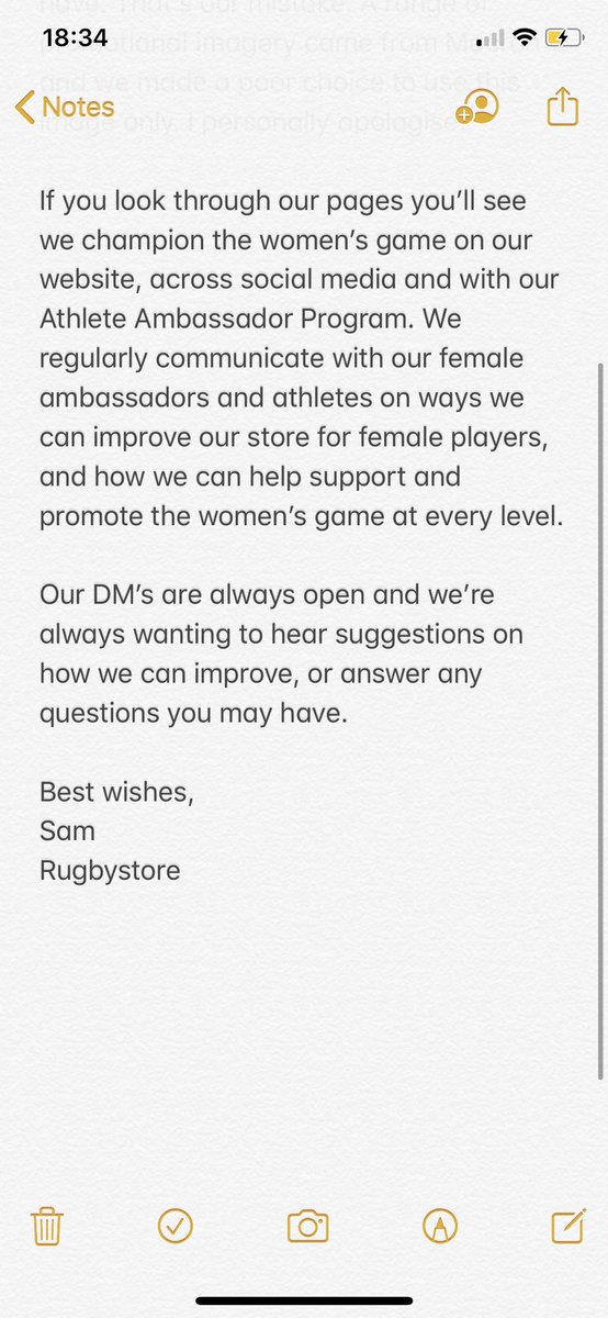 RugbystoreUK's tweet photo. @FioParr @FlorenceW94 @RhonaLloyd96 @FioParr good evening,

Hope you’re doing well and enjoying your Friday. 

Please see our reply below, sorry for the untidiness of notes but we wanted to make sure we gave you the explanation your point deserved which the limited character allowance of twitter didn’t provide. https://t.co/3EyV86pC5C
