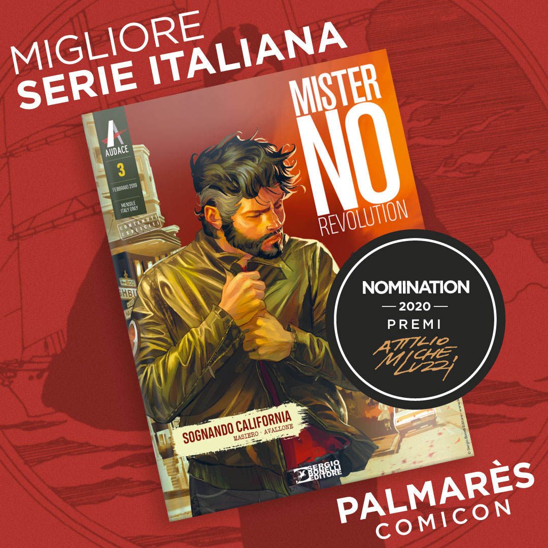 comiconitalia's tweet photo. Un tweet al giorno, in ordine alfabetico per i Nominati delle singole Categorie del Palmarès di COMICON-Micheluzzi.
Ecco #MisterNoRevolution voll.2/3, di #michelemasiero , #AlessioAvallone, @matteo_cremona, @E_Mammucari
per la @Bonelli_Editore
#MigliorSerieItaliana #ComiconEXTRA https://t.co/XcDCH6KnwR