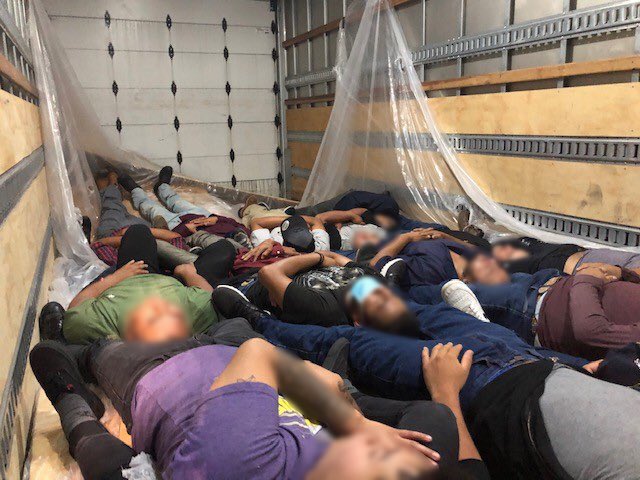 Earlier this morning, agents at the #USBP checkpoint on Interstate 35 discovered 20 illegal aliens locked inside a box truck.  The aliens were crammed inside, underneath cargo, and without any form of #PPE. This truck has the potential to be a rolling container of #Covid_19.