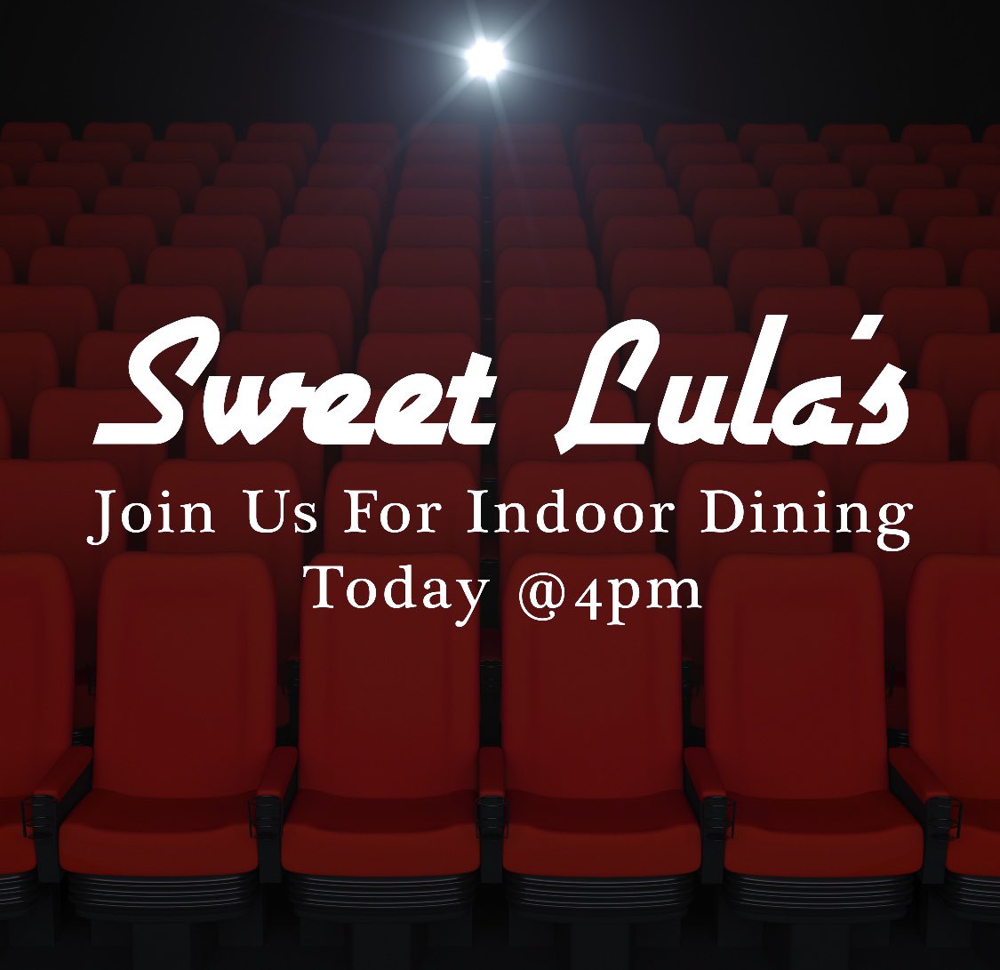 sweetlulas's tweet photo. Getting back to normal today. Make your reservations for indoor or outdoor seating.

Dinner 4pm-9pm

Reservations: https://t.co/wB8pWatfUE

Call for take out (856) 589-2400

#sweetlulas #insidedining #outsidedining #uptownpitman https://t.co/Tq9MKQNwCV
