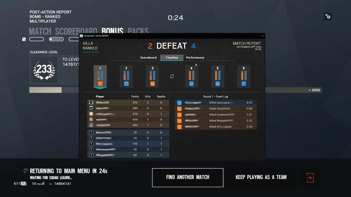 R6AnalystApp's tweet photo. R6 Analyst now works in Custom Matches!🎉

Track your KOST, KPR, SRV, trades, etc. in-game in real-time.

A Match Report is generated after the match, with a round-by-round breakdown which you can export to Excel/Google Sheets.

Download at https://t.co/LBcQwh1rdi or in Overwolf. https://t.co/f1rlgLNBQM