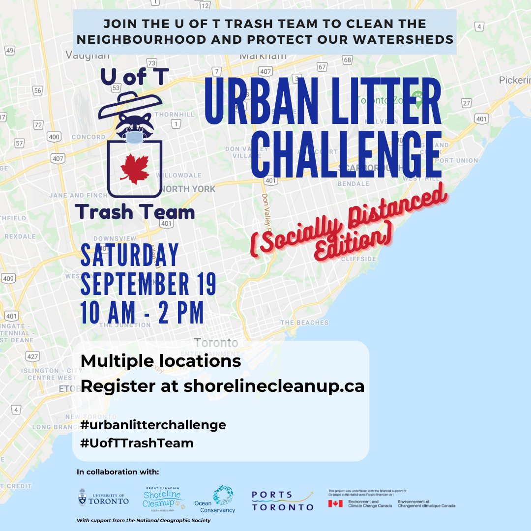 Pick out your favourite reusable #mask and join our team for this year's #UrbanLitterChallenge. On Sat Sept 19 we will set up at 11 locations across #Toronto (full list rochmanlab.com/upcoming-event…) @PortsToronto <a href="/InsideNatGeo/">National Geographic Society</a> <a href="/OurOcean/">Ocean Conservancy</a> <a href="/cleanshorelines/">Shoreline Cleanup</a> <a href="/environmentca/">Environment Canada</a>