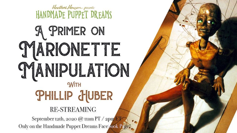 Hubpuppet's tweet image. Sept 12-2:00pm (ET)-
facebook.com/HandmadePuppet…. I will co-host live, to answer questions, a re-streaming of my video workshop "Primer on Marionette Manipulation"  precursor to my "Marionette Manipulation Step 2" airing Sept 14-2:00pm (ET) #handmadepuppetdreams #marionettes #puppets