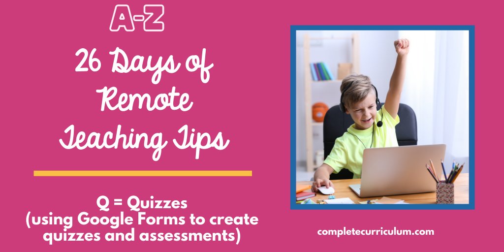 CompleteCurr's tweet photo. Remote Tip Q: Quizzes in Google Forms! Learn how to set up and even password protect! #distancelearning2020 #remoteteaching More here: https://t.co/OyC5wdvtxI https://t.co/YrId6ToKWQ