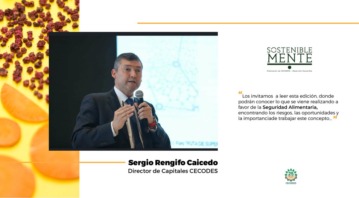 CECODES's tweet photo. Esta frase es tomada de la editorial de SOSTENIBLEMENTE "Seguridad alimentaria" donde nuestro director de capitales @sergiorengifo les da la bienvenida a esta edición que busca temas coyunturales y obtener información de primera mano. Encuéntrala aquí 📲🟡 https://t.co/25o9AIShyr https://t.co/bW1Xz8F3eC