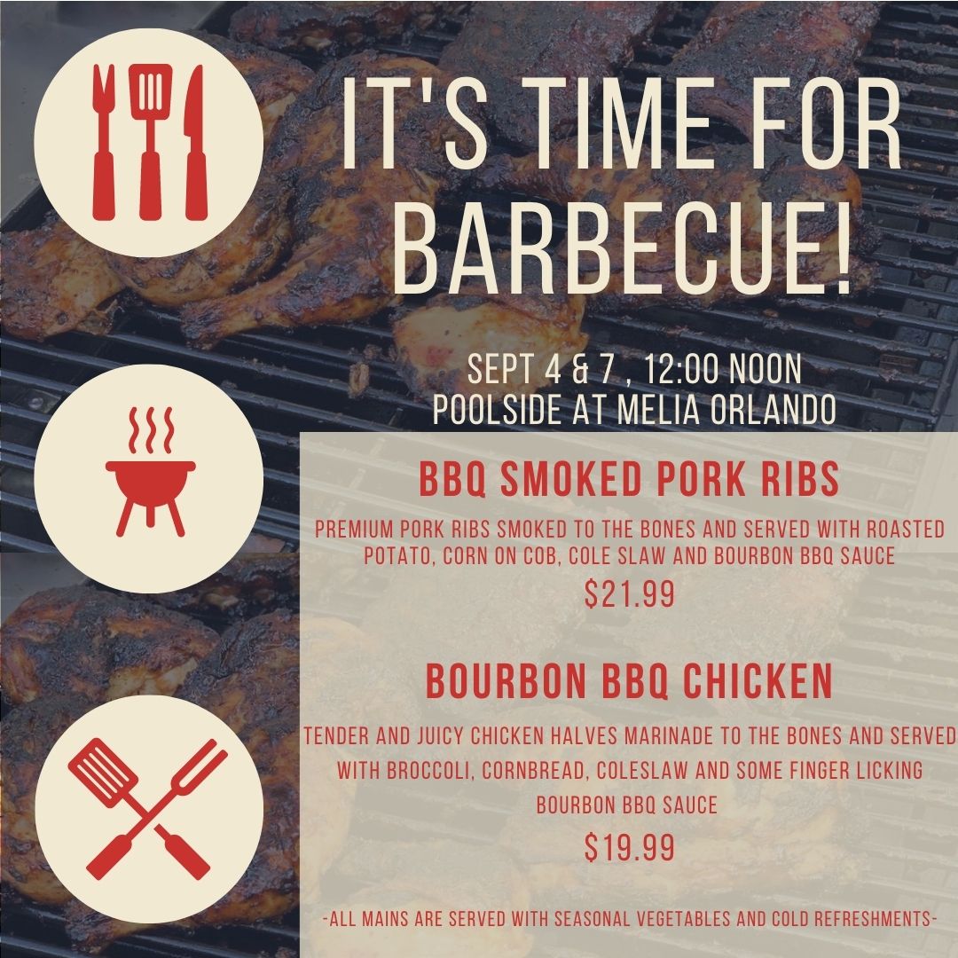 360bistrobar's tweet photo. Join us for Poolside BBQ today and #Labor Day at @meliaorlando !

#food #foodie #foodlover 🍖 https://t.co/SOh61gDKa5