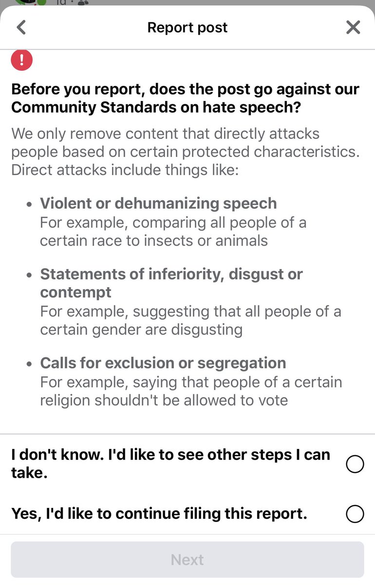 AshSmartassSAHM's tweet photo. Someone in my world shared this on FB. I went to report it & this is the message I got. Facebook is setting the bar as low as possible for antisemitism & racism in general. https://t.co/3efk58Cokl