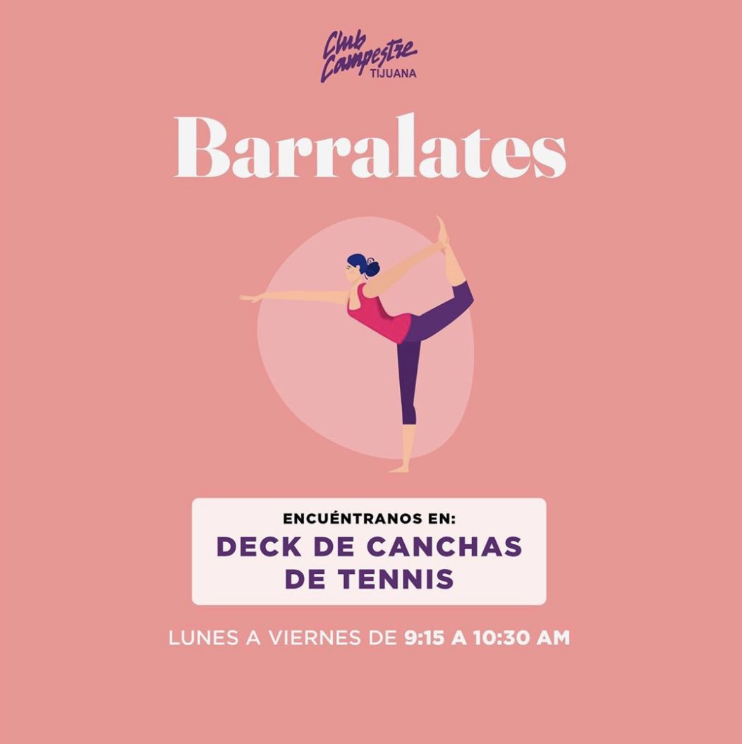Queridos asociados, conoce nuestros horarios de actividades

🩰 Barralates • se encuentra en servicio en Deck de canchas de tenis de lunes a viernes de 9:15 am a 10:30 am 

#ClubCampestreTJ