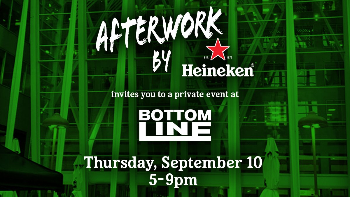 SDImktg's tweet photo. Come celebrate the end of the work day with @HeinekenCA on the Bottom Line patio Thursday Sept 10 from 5-9pm. Dust off your best summer outfit and cheers with a cold Heineken in the sun. There will be a DJ and a roaming magician. Click on the link in our bio to reserve your spot! https://t.co/C0xyFPE8uE