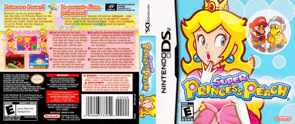 thinkin' about Super Princess Peach 2005 ?? I loved it so much when I was a kid. Nintendo should really make more Princess Peach games where she's the main character.