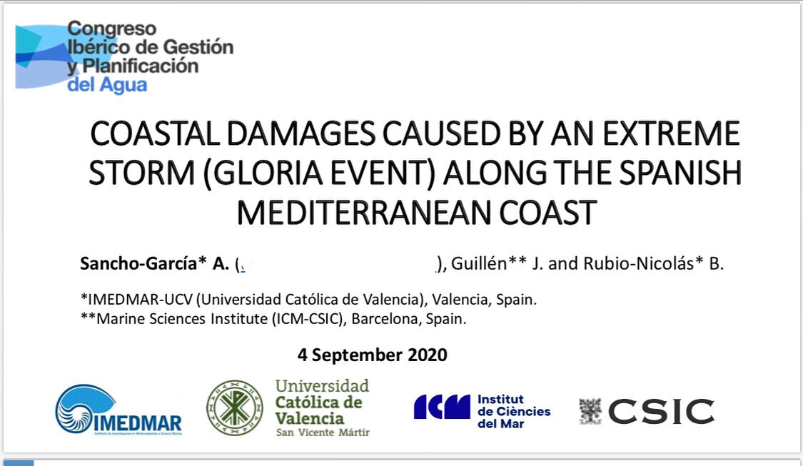molly_project's tweet photo. Today we have presented at @FNCAgua the work “COASTAL DAMAGES CAUSED BY AN EXTREME STORM (GLORIA EVENT) ALONG THE SPANISH MEDITERRANEAN COAST” 🌊#CongresoIbericoAgua #Gloriaevent #stormevents #Mediterrareancoast https://t.co/CGPP0uE0pc