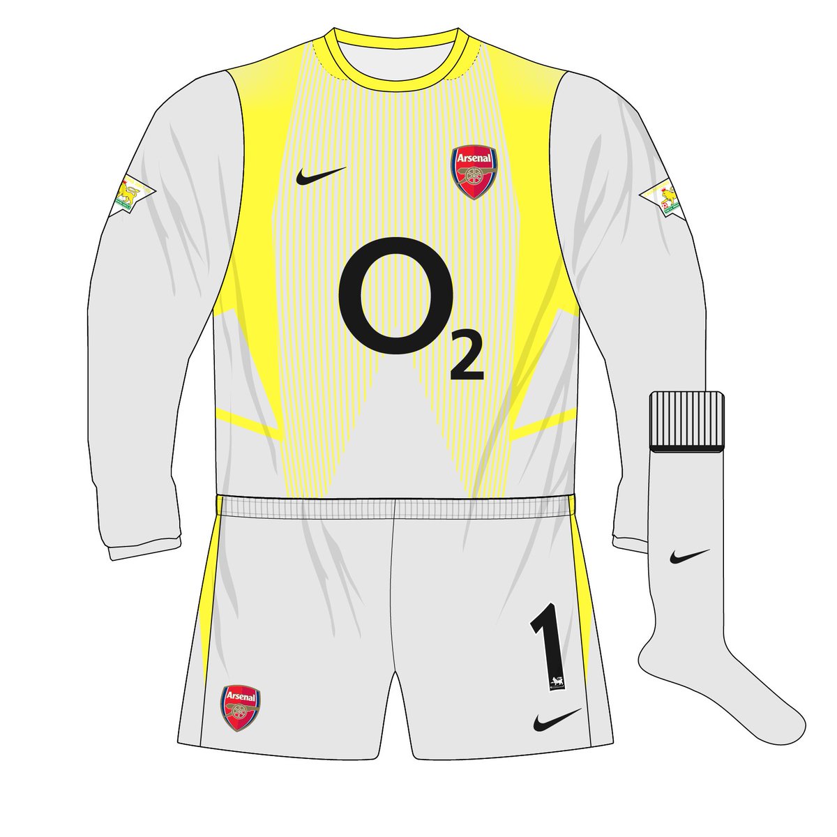 Les gardiens d’Arsenal ont aussi eut le droit à des superbes maillots, parfois avec des couleurs vives, d’autres fois avec des designs plus recherchés..Chez les équipementiers, on essaye de satisfaire tout le monde..