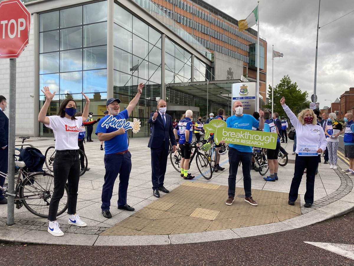 MichealMartinTD's tweet photo. Great to support the #ICU4U healthcare staff who cycled to Dublin to raise funds for @ALONE_IRELAND @Aware @BreakthroCancer @ICUsteps and raise awareness about the impact of #Covid_19 on vulnerable people https://t.co/3jB2u4N312