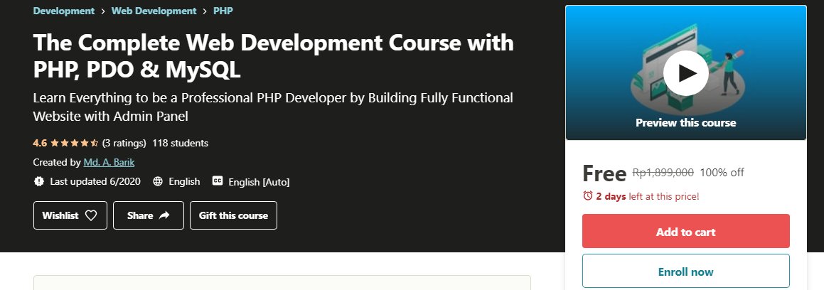 Online2Courses's tweet photo. Free The Complete #WebDevelopment Course with #PHP #PDO & #MySQL
Learn Everything to be a Professional PHP #Developer by Building Fully Functional Website
https://t.co/tN5Bt846oF
#UdemyCouponCode #freestudentcourses #UdemyCoupons #BestUdemy #StudyCourses #Udemy https://t.co/LxlIsNtoF1