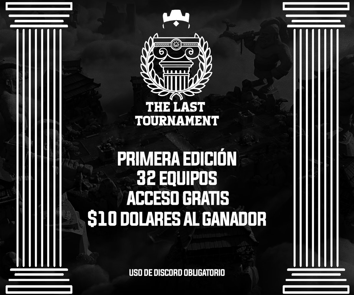¡LLEGÓ LA PRIMERA EDICIÓN DE THE LAST TOURNAMENT!
Requisitos:
- Follow a esta cuenta ya que aqui postearemos todo del torneo y a la cuenta de @licogracia_CR 
- RT y FAV 
- 5 RTS a la publicación

ACCESO GRATIS AL TORNEO
DISCORD NECESARIO

 MANDAR REQUISITOS POR DM PARA INGRESAR!