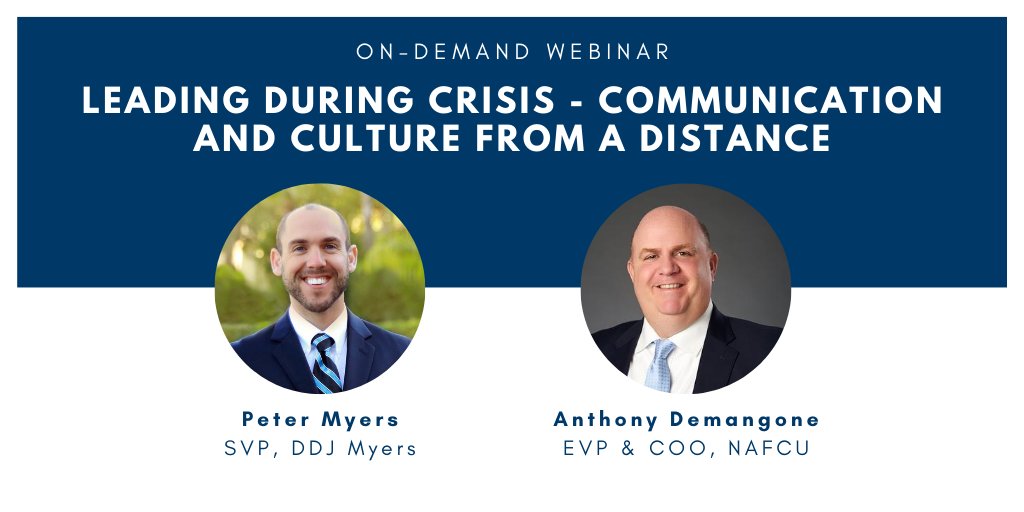 NAFCU EVP and COO Anthony Demangone, and <a href="/DDJMyers/">DDJ Myers, an ALM First Company</a> SVP Peter Myers discuss how to help people work through the distance, distress, and disarray brought on by the pandemic in this on-demand interview. bit.ly/2VhG4LO