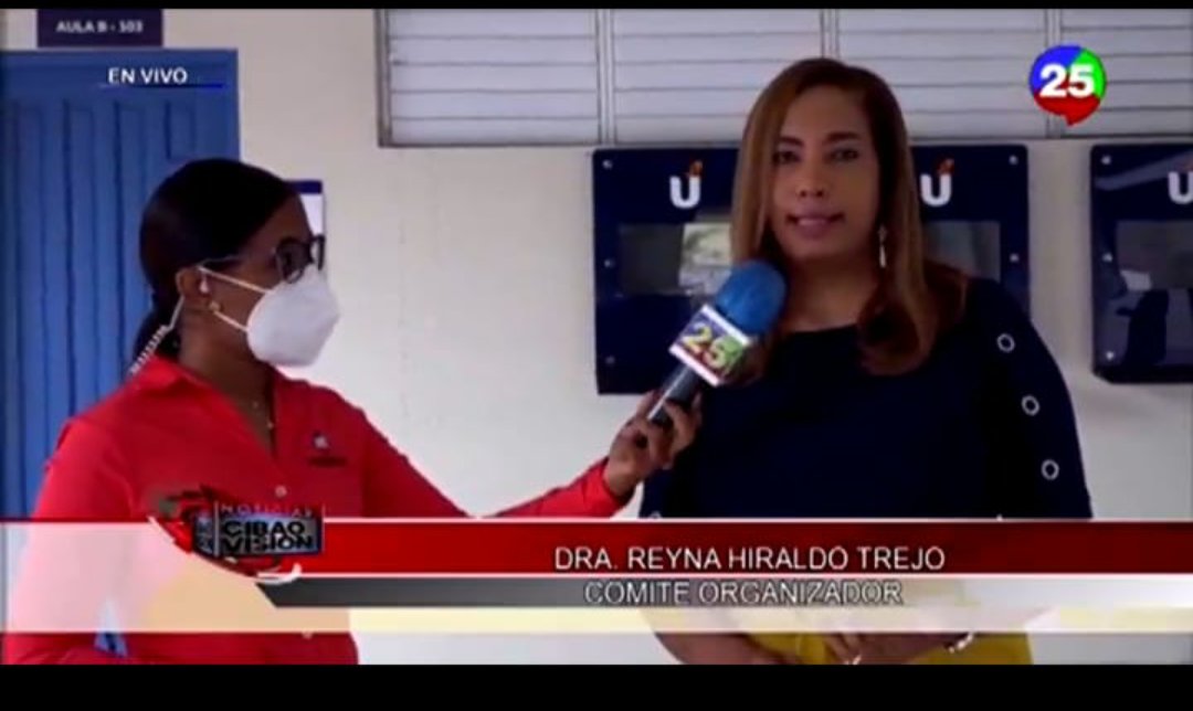 UAPATEINFORMA's tweet photo. Entrevista a la directiva Reyna Hiraldo Trejo para hablar del V Congreso de Estudiantil de Investigación Científica y Tecnológica ( CEICYT) del @MESCYTRD , para el noticiario Cibao Noticias, del Canal25 . Se realizará en la UAPA.

#UAPA #CEICYT #Investigación #Virtual https://t.co/a28vJ9u6AS