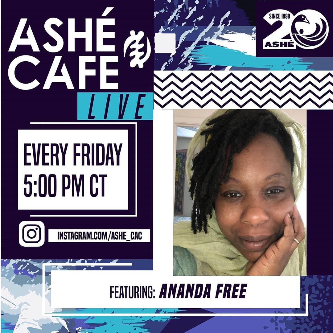 TODAY! We're joined in the #AsheCafe by Ananda Free, a visionary artist whose sole purpose is to impart love to humanity through her varied artistic modalities.⁣⁣
⁣⁣
Ananda is the Chief Visionary Artist of <a href="/sweetwyrdness/">wyrdwonders</a> &amp; author of “YeYe SweetWaters and The Mean Mermaids.”
