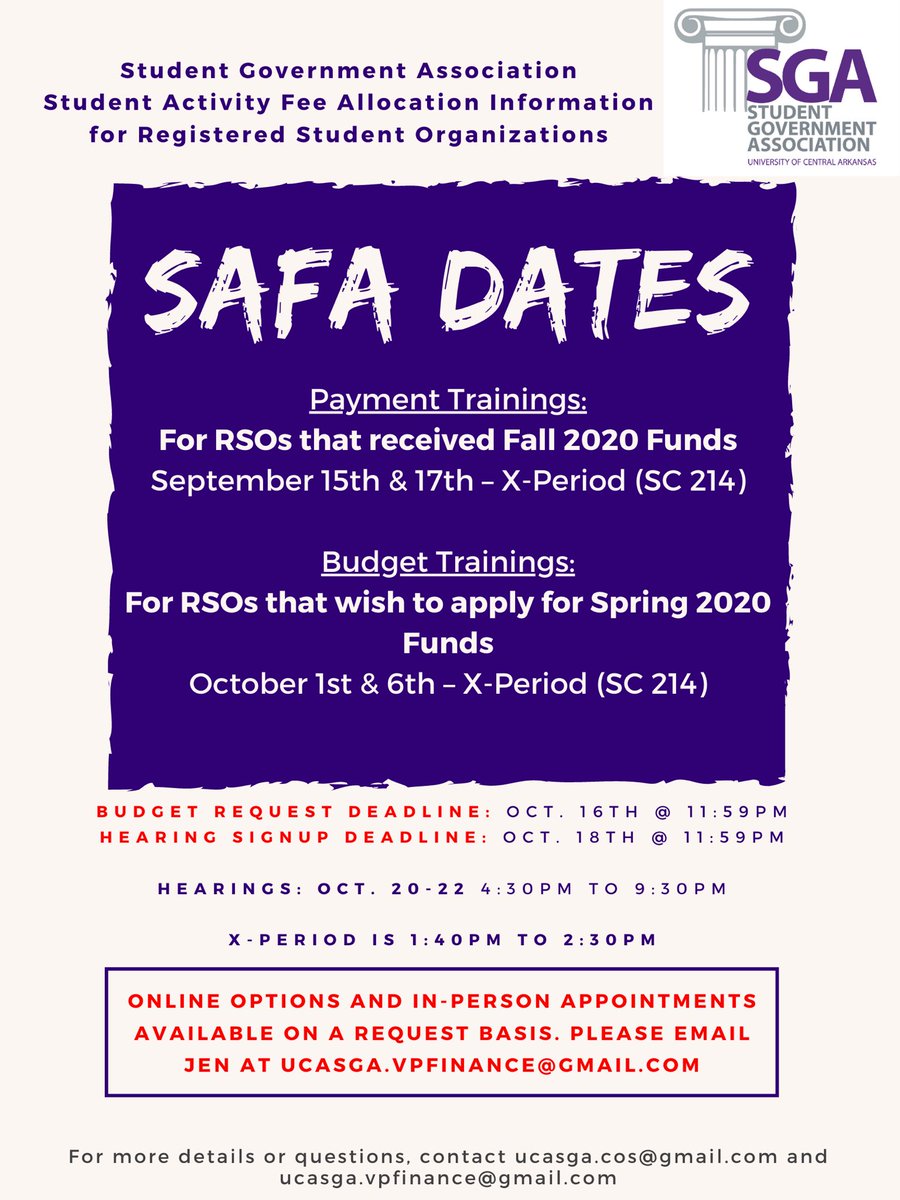 SAFA DATES!!!! 🗣🗣 <a href="/UCA_SGA/">UCA SGA</a>