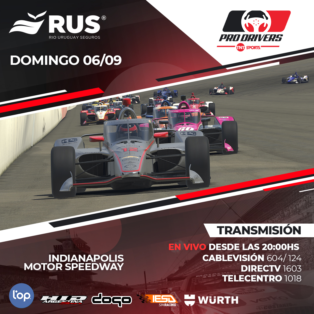 🔜 Este domingo 06/09 tendremos una carrera exhibición en Indianapolis Motor Speedway 🇺🇸 con autos IndyCar 🏎️

📺 Desde las 20:00hs en VIVO y por @TNTSportsLA 🔥
👉 Cablevisión 604 / 124
👉 DirecTV 1603
👉 Telecentro 1018

🎙️ <a href="/Lucianokinder/">🎙LUCIANO KINDER</a> <a href="/emilianoespinoz/">Emiliano Espinoza</a>

#iRacing…