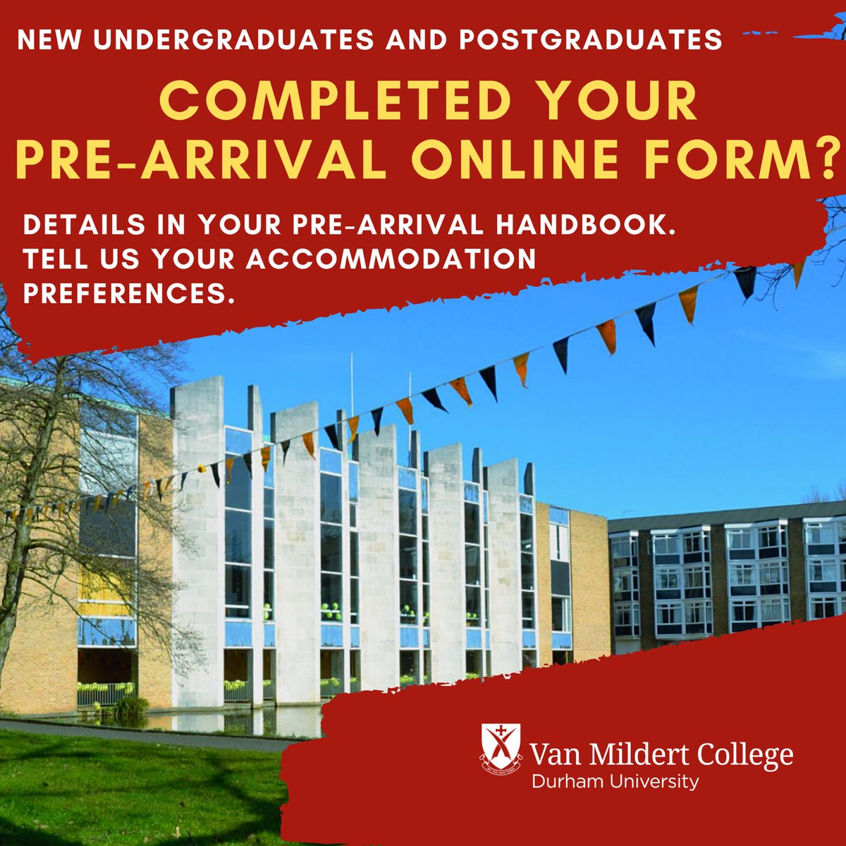 🚨REMINDER 🚨If you haven’t yet completed your online College Student Information Form, please do this just as soon as you can! We need these back from both undergraduate and postgraduate new students Details in your Pre-Arrival Handbook! #MildertMeans #doingitforthebishop