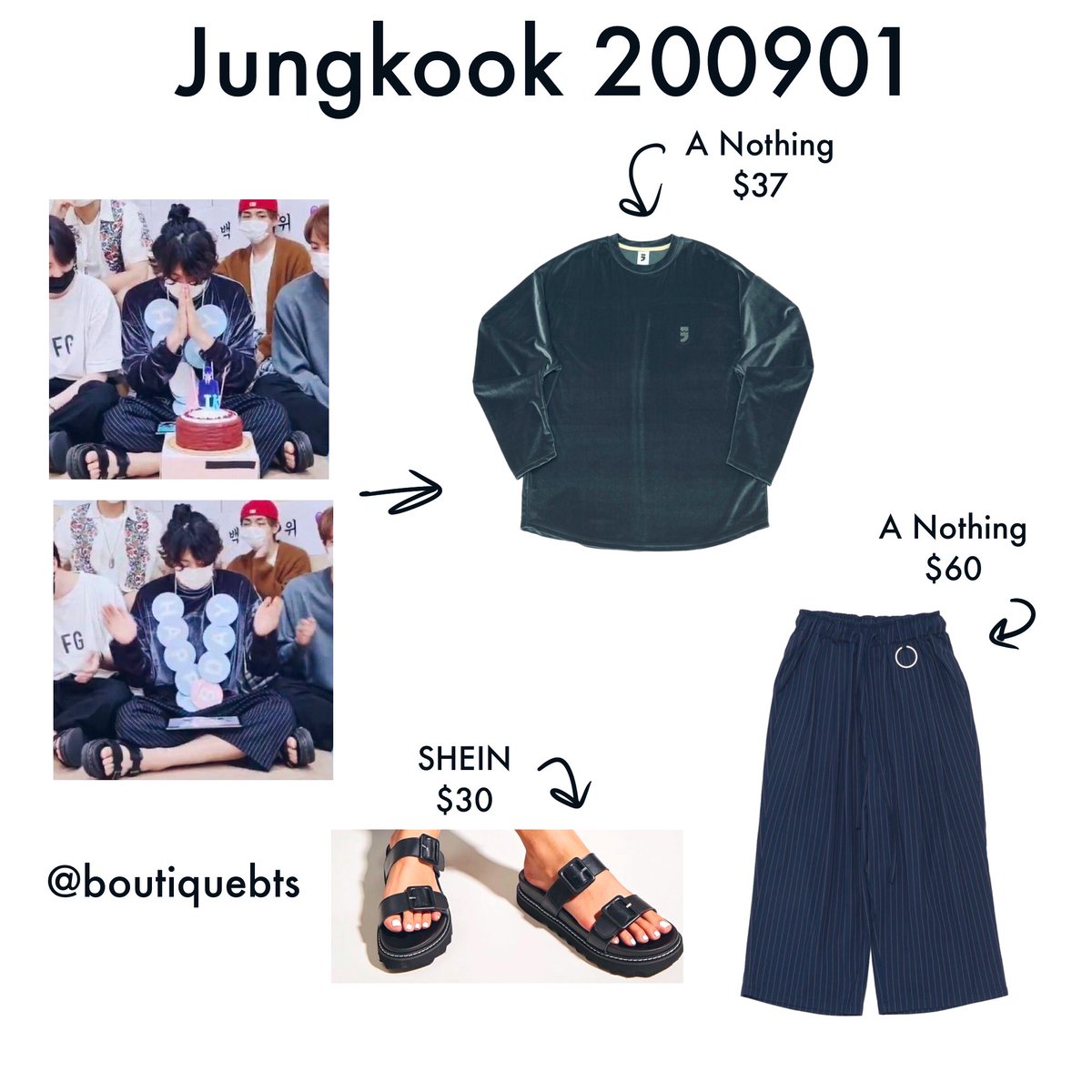boutiquebts's tweet photo. #Jungkook 200901 Birthday Live Outfit

the way I don’t even have to dupe anything but the shoes because the outfit is so cheap😂

#jungkookstyle #jungkookfashion #jungkookcloset #btsstyle #btsfashion #btscloset https://t.co/Z5HmJVlVOA