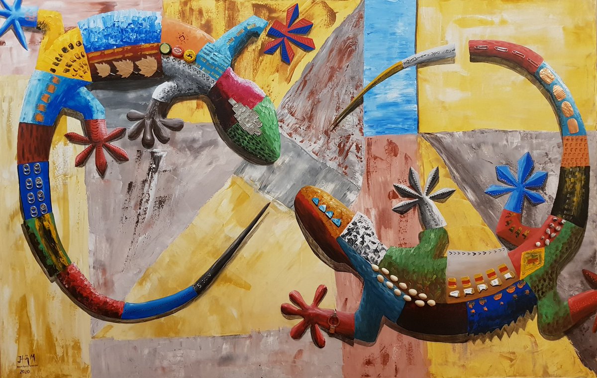 #Geckos al infinito es el nombre de esta #pintura. Mide 140 x 90 u esta pintado en #acrilico sobre tela. 
#painting #acrilicpainting #art #arte #painter #pintor