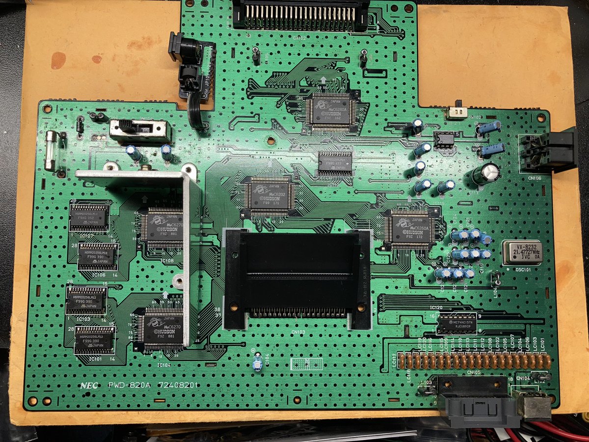 GamingWithNep's tweet photo. Recap of a SuperGrafx! One cap had started leaking. The post of destruction was removed prior to this to make sure it doesn’t crack itself! Also applied some thermal compound to the voltage regulator to better disperse heat to the heatsink. #supergrafx #RetroGaming #Console5 https://t.co/vHIjooWl2d