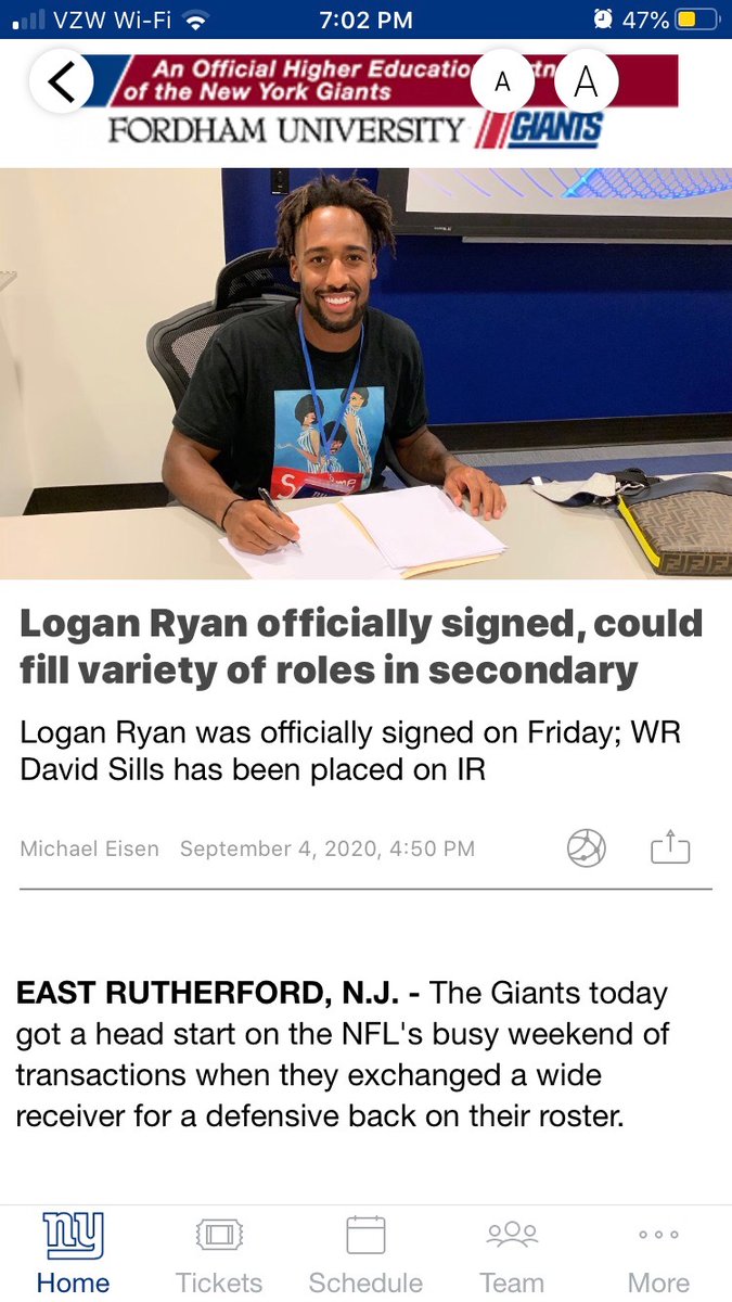 I am so excited. I was Logan's 6th grade math teacher &amp; follow his career.  He may not even remember. My family are huge Giants fans.  Congrats on becoming a G-Man - Mrs. A