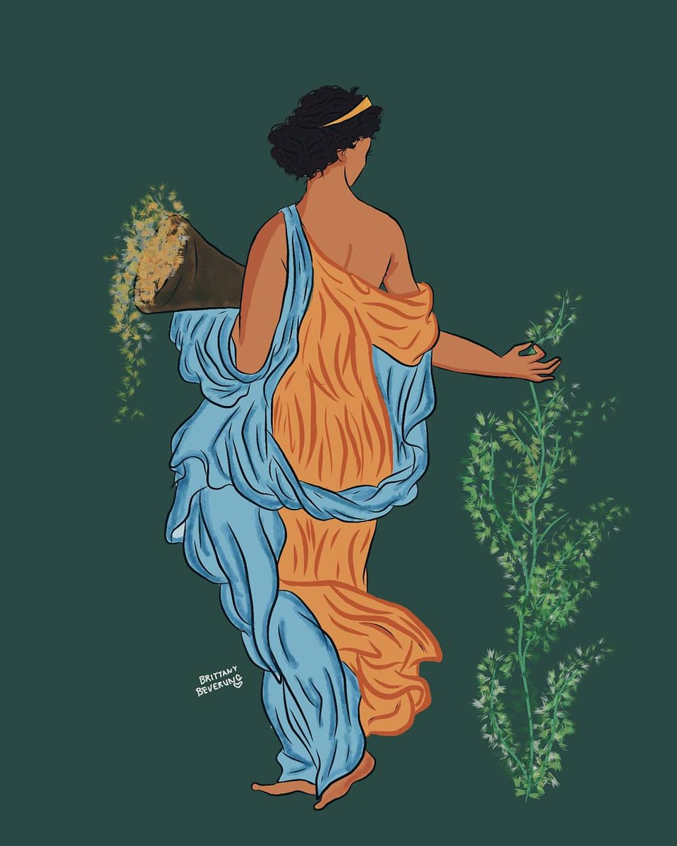 Today I drew my version of my favourite roman fresco of Flora, the goddess  of flowers🌿🌸, image size:960x1200
