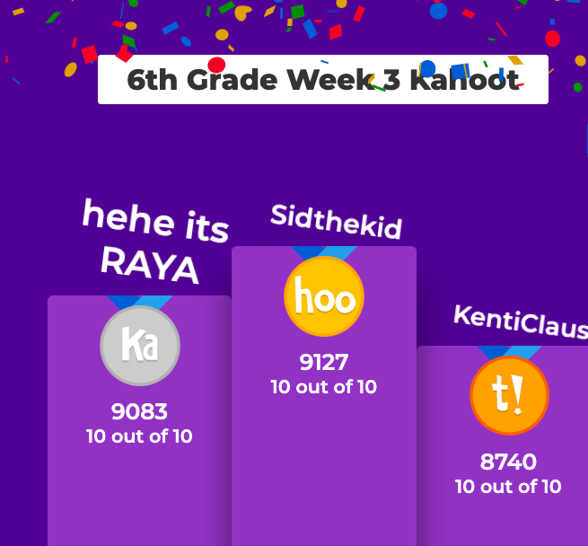 mscannon27's tweet photo. Ended our Fri-YAY w/a @GetKahoot recapping the week's learning! 🙌🏻 Seeing some awesome #selfadvocacy from Ss as we all keep adjusting to #virtuallearning! Now time to recharge over the #longweekend 🔋@zaccy @BobcatsSR https://t.co/uaQ3PvOWJR