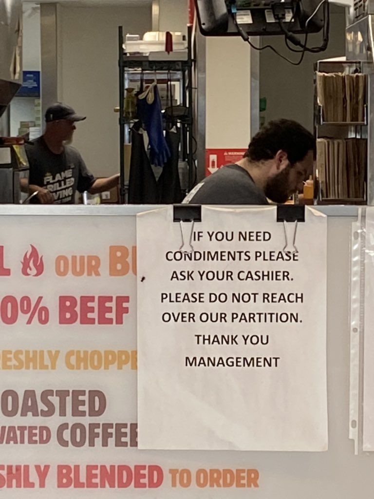 zackarysturt's tweet photo. @BurgerKing this question might sound weird but are your employees required to wear masks while preparing food because half of the employees at the 2007 S Bridge St, Brady, TX 76825 location weren’t https://t.co/sf66iX0JZ8