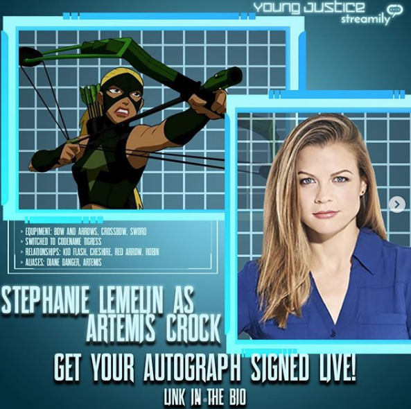 vanmarshall's tweet photo. Go @StephyLems! THIS WEEKEND! A bunch of us YOUNG JUSTICE actors are getting together (virtually of course) this Sat & Sun to sign some autographs and chat you! 🏹💚#Artemis #Tigress #YoungJustice #autograph #streamily #YJS2 #YJS3 #YJS2 https://t.co/s2AoDqIybd https://t.co/koE5vFUc5q