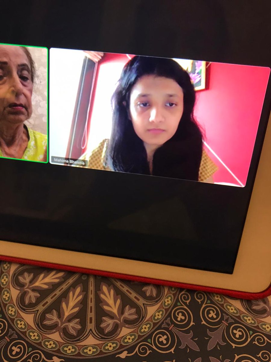 Teaching another 85 year old Sunita aunty. She was more forgetful that Sushila aunty. It took me 3 sessions to help her understand WhatsApp video call and how to send photos. She did it the very first time but forgot the next time. But, here's the photo. That's her on your left
