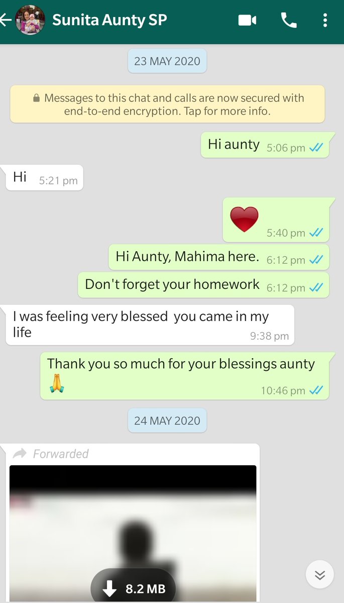 Sunita aunty wanted to continue taking sessions with me to just talk to me, because she complained that no one is patient with elderly people but I am. So she found peace in talking to me. Not bragging but I really wanted to show you all the chat. I got so many blessings?!