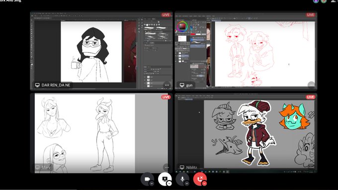 drafting comms and suddenly ur drawing ducksonas with friends 