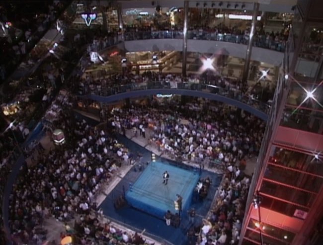 WCWarchive's tweet photo. A moment in professional wrestling history - the @mallofamerica in Bloomington, MN hosts the first ever WCW Monday Nitro on @tntdrama; September 4, 1995. #Nitro25 https://t.co/7wt5UekKT2