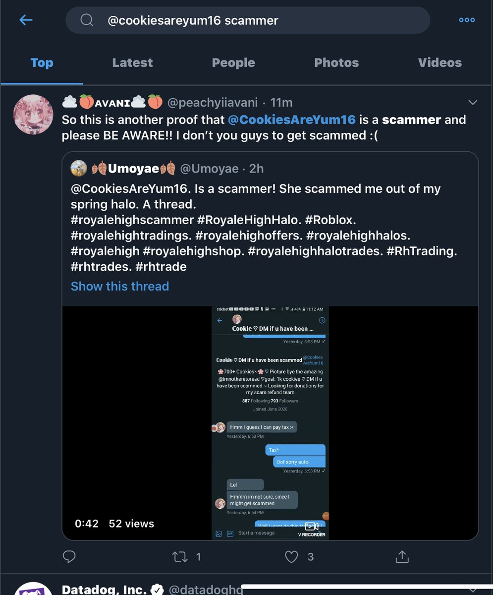 RitaTheFish's tweet photo. @lancelot92 @nightbarbie we need this girl banned, she scammed a lot of people her username is ABBY_POORGIRL 

her twitter @ is @cookiesareyum16 and @PeachyAbby4 

i have more proof btw) https://t.co/QVpnZ5Ov2v