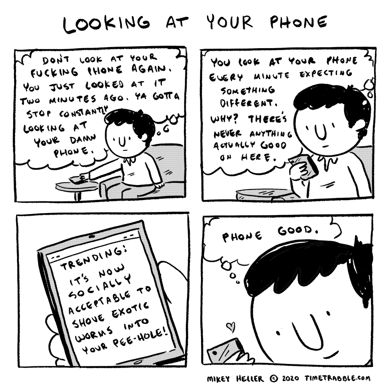 i drew a comic about looking at your phone 