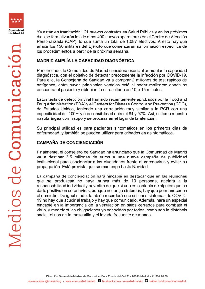 Desde <a href="/policiasag/">@PoliciaSAG</a> compartimos las medidas que se han tomado por parte de <a href="/ComunidadMadrid/">Comunidad de Madrid</a> Para frenar la propagación del COVID. 
#xtixsanagus
#CuidateCuidanos
