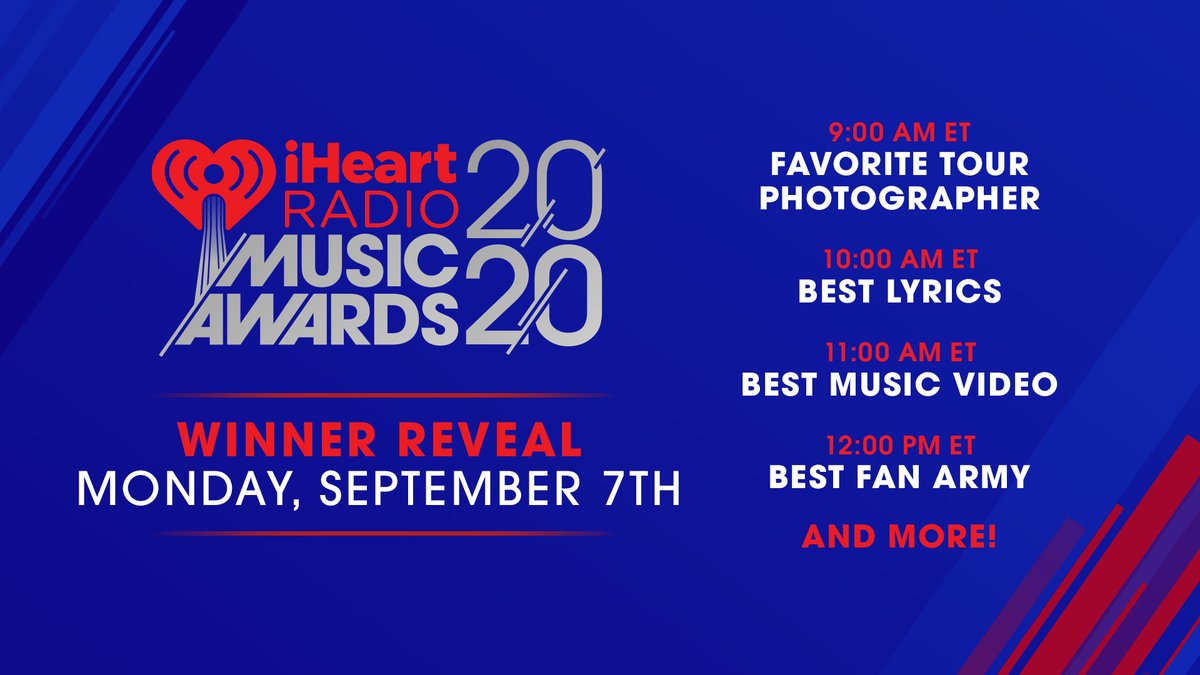 947BOBFM's tweet photo. We've tallied your votes and we will be announcing the winners of the 2020 #iHeartAwards all weekend long! Listen to us all weekend and keep an eye on the @iHeartRadio account to see acceptance speeches from your favorite artists. 🏆 https://t.co/07f0L8RBAE