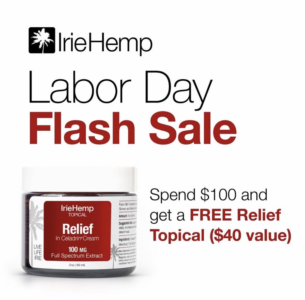 iriecbd's tweet image. Summer is almost over, so get some Relief on us. Now through Labor Day, get our best selling Relief Cream FREE when you spend $100 or more. 🌱#LiveLifeIrie iriecbd.com