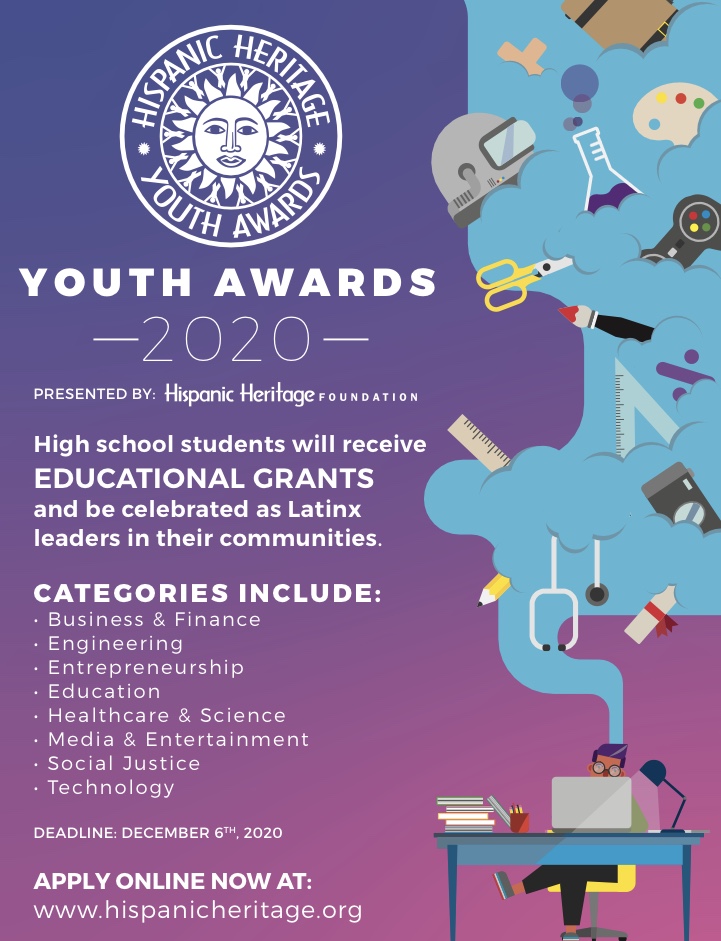 HHFoundation's tweet photo. We are thrilled to announce the 22nd Annual Youth Awards! The application for the class of 2020 is open to high school seniors in all US states and territories, and available at https://t.co/ZJEjK03cJv.  Apply Now!

#LatinxLeaders #HispanicHeritage #YA20 #YouthAwards2020 https://t.co/razIe9kX13