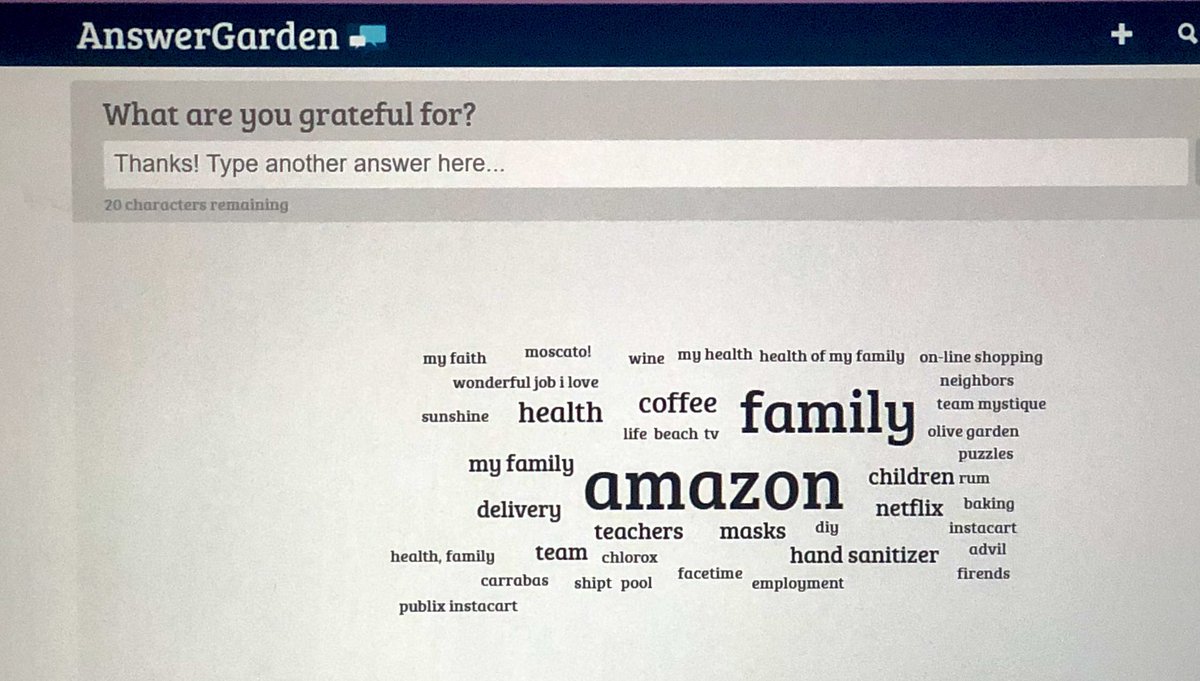 CSUSAJenKuras's tweet photo. Great kick-off to the @pbcsd school year @SDPBCProfDev, using some tech tools! #Padlet successes and opportunities, #AnswerGarden focusing on what we are grateful for! #GoingTheDistancePBC @pbcsd @SuptFennoy @gonzalo_lacava @carlene_millen @SMartinez1276 @AnthDougherty https://t.co/2KpDZ76Yhz
