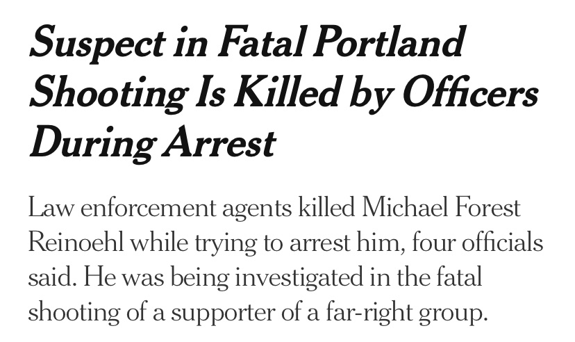 Trump’s agents executed the Portland suspect as he was trying to flee, and don’t allege he fired at them. Do you realize how terrifying it is to have activists accused of crimes be just openly killed? Do you understand how this may escalate massively during a second term?