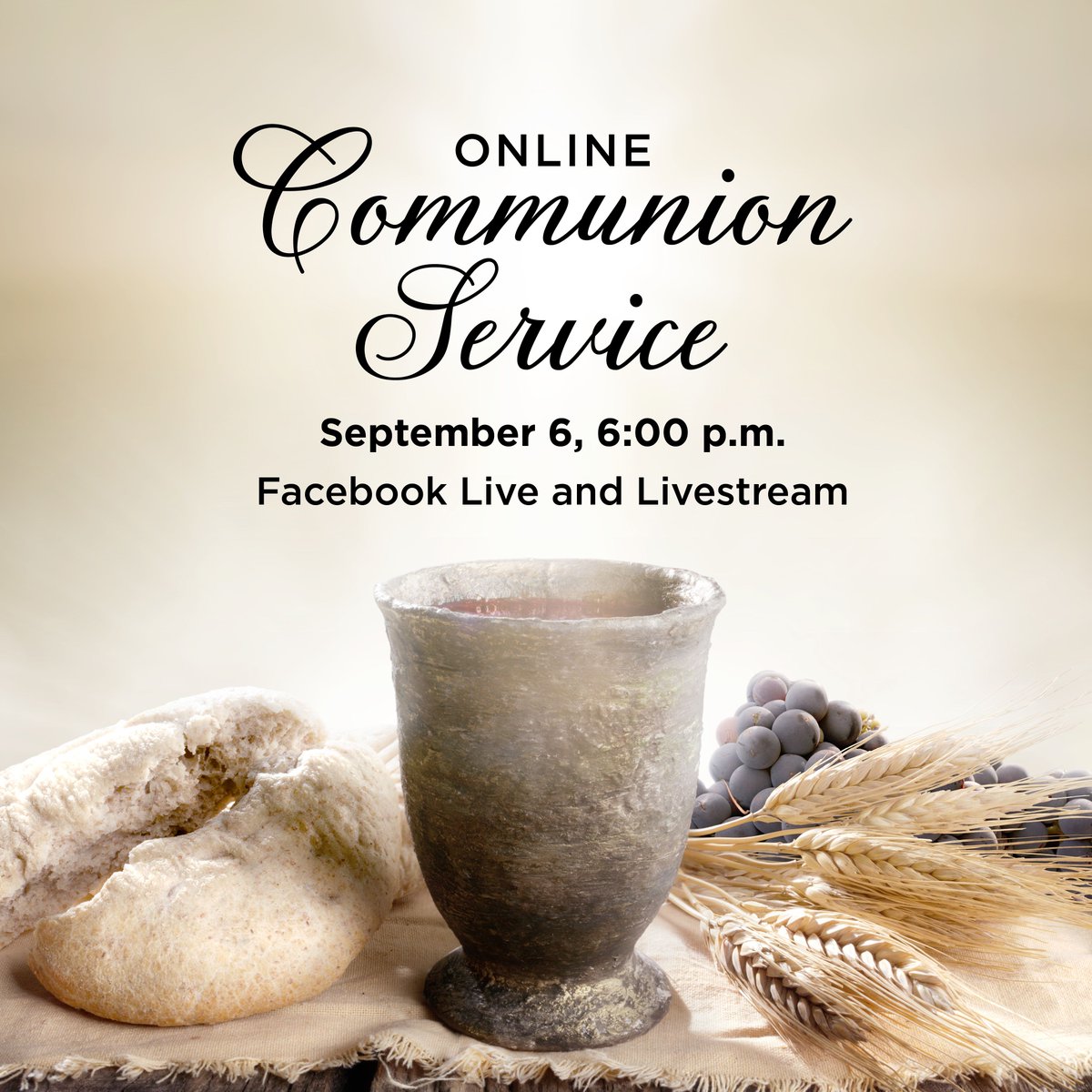 StAndrewUMC's tweet photo. In order for us to celebrate the sacrament of Holy Communion as a church family, we invite you to join us for an Online Communion Service this Sunday, at 6 p.m., on Facebook Live or Livestream.

Facebook Live: https://t.co/L5LD8HvYDx

Livestream: https://t.co/pr3eZSmn1e https://t.co/1xncK3aWvT